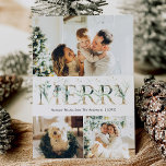 Cartes Pour Fêtes Annuelles 3 Photo Gold & Greenery Joyeux Noël<br><div class="desc">Elégante carte de vacances photo 3 avec un look propre et moderne,  avec des graphismes or & verdure,  avec un motif d'or botanique d'hiver de retour.</div>