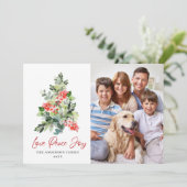 Cartes Pour Fêtes Annuelles 3 PHOTO Holly Berry Noël Arbre Salutation (Debout devant)