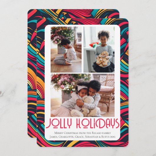 Cartes Pour Fêtes Annuelles 3 Photo Jolly Fêtes Noël (Devant / Derrière)