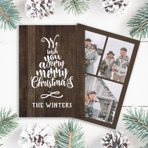 Cartes Pour Fêtes Annuelles 3 Photo lettrage d'arbre de Noël en bois rustique