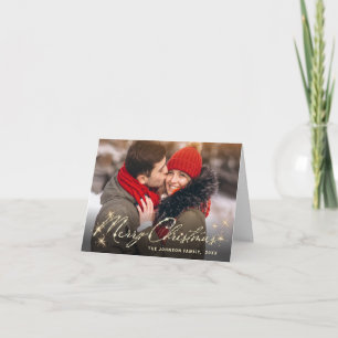 Cartes Pour Fêtes Annuelles 3 PHOTO Moderne Golden Noël Salutation