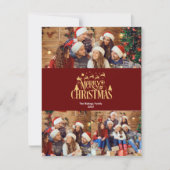 Cartes Pour Fêtes Annuelles 3 Photo Moderne Joyeux Noël en Geste d'Or (Devant)