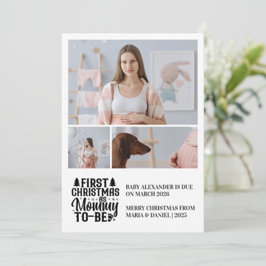 Cartes Pour Fêtes Annuelles 3 Photo Mommy to be Christmas Pregancy (Debout devant)