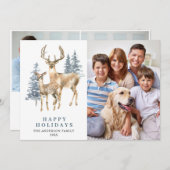 Cartes Pour Fêtes Annuelles 3 PHOTO Noël Elégant cerf sapin (Devant / Derrière)