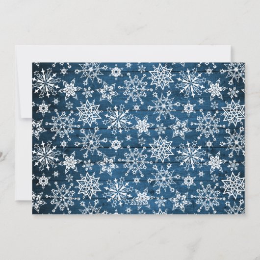 Cartes Pour Fêtes Annuelles 3 PHOTO Noël Rustique Bleu Bois Salutation (Dos)