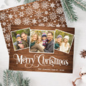 Cartes Pour Fêtes Annuelles 3 PHOTO Noël Rustique Brown Bois Salutation