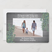 Cartes Pour Fêtes Annuelles 3 Photo Noël Vert et gris rustique Bois (Dos)