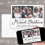 Cartes Pour Fêtes Annuelles 3 Photo Nouveaux mariés 1er Marié Noël Blanc<br><div class="desc">Envoyez des voeux de vacances joyeuses comme un nouveau Mr. & Mme ! Célébrez le mariage en tant que mariés et partagez trois de vos photos mariages préférées avec un élégant collage photo personnalisé "Our First Married Christmas" carte de vacances. Tout le texte sur ce modèle est simple à personnaliser...</div>