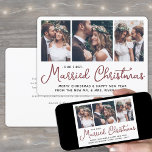 Cartes Pour Fêtes Annuelles 3 Photo Nouveaux mariés 1er Marié Noël Bourgogne<br><div class="desc">Envoyez des voeux de vacances joyeuses comme un nouveau Mr. & Mme ! Célébrez le mariage en tant que mariés et partagez trois de vos photos mariages préférées avec un élégant collage photo personnalisé "Our First Married Christmas" carte de vacances. Tout le texte sur ce modèle est simple à personnaliser...</div>