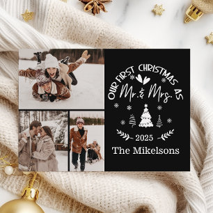 Cartes Pour Fêtes Annuelles 3 Photo Premier Noël en tant que M. & Mme
