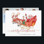 Cartes Pour Fêtes Annuelles 3 PHOTO Solive Santa Sleigh Christmas Greeting<br><div class="desc">Solide Santa Claus Sleigh Christmas Greeting Holiday Card.</div>