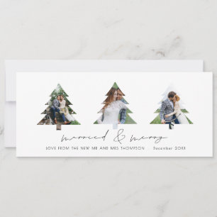 Cartes Pour Fêtes Annuelles 3 Photos en forme d'arbre Marié et Joyeux Noël