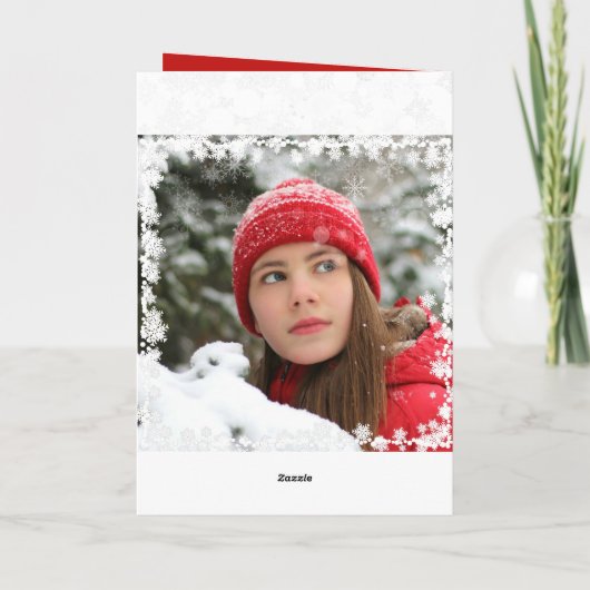 Cartes Pour Fêtes Annuelles 3 Photos Fenêtre Flocon de neige superposition Joy (Dos)