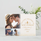 Cartes Pour Fêtes Annuelles 3 Photos First Christmas as Mr and Mrs gold (Debout devant)