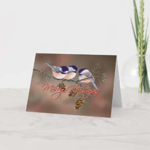 Cartes Pour Fêtes Annuelles 3 POULET TEXTE & PINE CONES par SHARON SHARPE