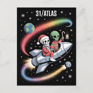 Cartes Pour Fêtes Annuelles 3I Atlas Style de pépin Sci-Fi Rétro Espace Drôle