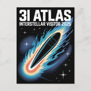 Cartes Pour Fêtes Annuelles 3I Atlas Style de pépin Sci-Fi Rétro Espace Drôle