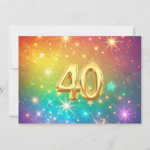 Cartes Pour Fêtes Annuelles 40e étoile colorée de l'espace arc-en-ciel