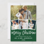 Cartes Pour Fêtes Annuelles 4 Brush photo Script Mariage Noël vert (Devant)