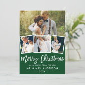 Cartes Pour Fêtes Annuelles 4 Brush photo Script Mariage Noël vert (Debout devant)