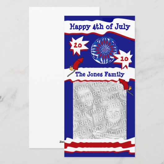 Cartes Pour Fêtes Annuelles 4 juillet (Devant / Derrière)