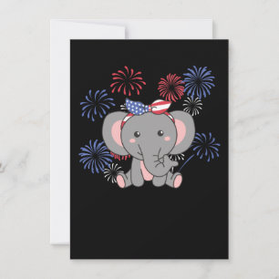 Cartes Pour Fêtes Annuelles 4 juillet Enfants Eléphants Américains Usa Firewor