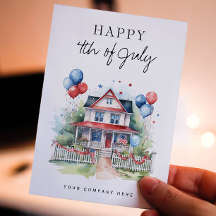 Cartes Pour Fêtes Annuelles 4 juillet Festive Maison Immobilier Promotionnel