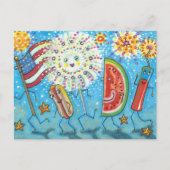 Cartes Pour Fêtes Annuelles 4 juillet GANG, PARADE & FEU (Devant)