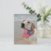 Cartes Pour Fêtes Annuelles 4 juillet Labrador Retriever avec drapeau (Debout devant)