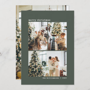 Cartes Pour Fêtes Annuelles 4 Machine à écrire photo minimaliste Sage vert Noë