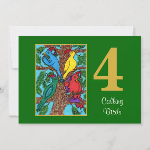 Cartes Pour Fêtes Annuelles 4 oiseaux appelants animaux mignons Noël de
