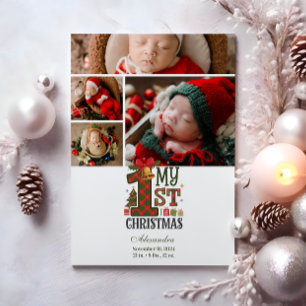 Cartes Pour Fêtes Annuelles 4 Photo à carreaux Premier Noël