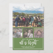 Cartes Pour Fêtes Annuelles 4 Photo - All is Calm Bright Green Blue Christmas (Devant)