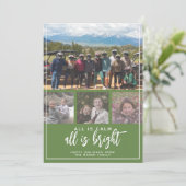 Cartes Pour Fêtes Annuelles 4 Photo - All is Calm Bright Green Blue Christmas (Debout devant)
