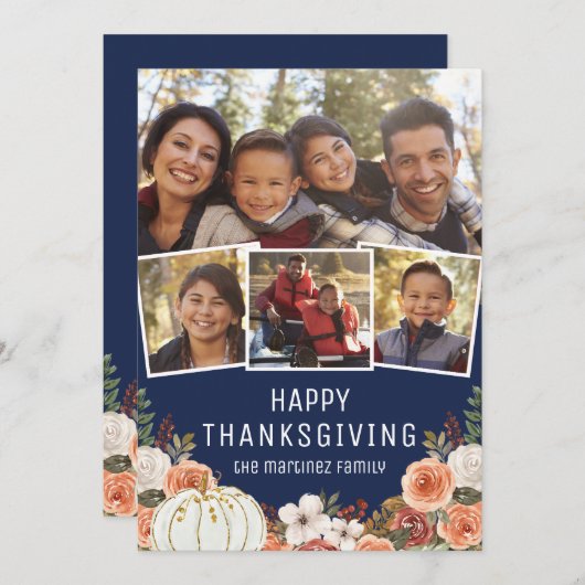 Cartes Pour Fêtes Annuelles 4 Photo Bon thanksgiving Holiday Card (Devant / Derrière)