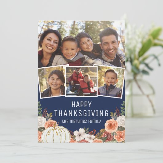 Cartes Pour Fêtes Annuelles 4 Photo Bon thanksgiving Holiday Card (Debout devant)