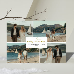 Cartes Pour Fêtes Annuelles 4 Photo Collage de la plage côtière Noël nautique