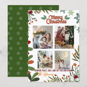 Cartes Pour Fêtes Annuelles 4 Photo Collage Green Holiday Card Joyeux Noël