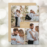 Cartes Pour Fêtes Annuelles 4 Photo Collage Joyeux Noël<br><div class="desc">Votre nom de famille et l'accueil Joyeux Noël et Joyeux Nouvel An en lettres chic sur or avec votre photo collage préféré sur le devant et vos prénoms sur le dos de ces cartes de voeux de vacances. PLUS DE COULEURS dans notre magasin. Le service Live Design peut vous aider...</div>