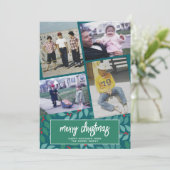 Cartes Pour Fêtes Annuelles 4 Photo Collage - Joyeux Noël Botanique Vert (Debout devant)