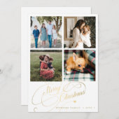 Cartes Pour Fêtes Annuelles 4 photo collage Joyeux Noël élégant script (Devant / Derrière)