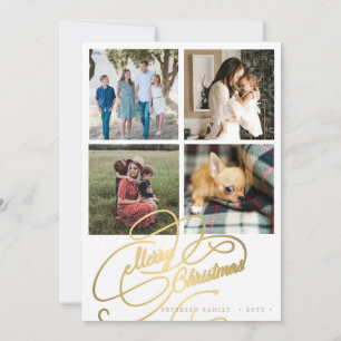 Cartes Pour Fêtes Annuelles 4 photo collage Joyeux Noël élégant script