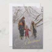 Cartes Pour Fêtes Annuelles 4 photo collage or Joyeux script de Noël (Devant)