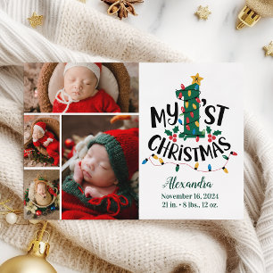 Cartes Pour Fêtes Annuelles 4 Photo Feux d'arbre de Noël Premier Noël