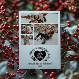 Cartes Pour Fêtes Annuelles 4 Photo Heart First Christmas en tant que Mr & Mrs