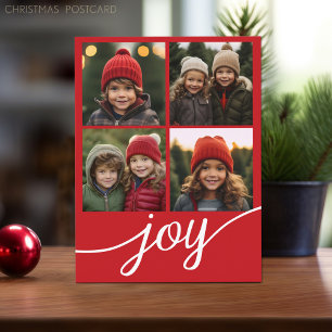 Cartes Pour Fêtes Annuelles 4 Photo Instagram Collage Modern Joy Script