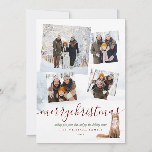 Cartes Pour Fêtes Annuelles 4 Photo Joyeux Noël Renard d'hiver (Devant)