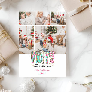 Cartes Pour Fêtes Annuelles 4 Photo Joyeux Noël Rétro Coloré