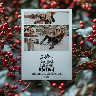 Cartes Pour Fêtes Annuelles 4 Photo Minimaliste Notre Premier Noël Mariés