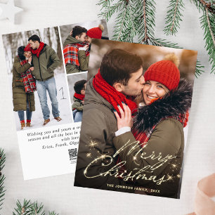 Cartes Pour Fêtes Annuelles 4 PHOTO Moderne Golden Noël Salutation